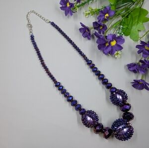 Handmade Aurora Borealis Crystal Bead Vintage Statement Necklace